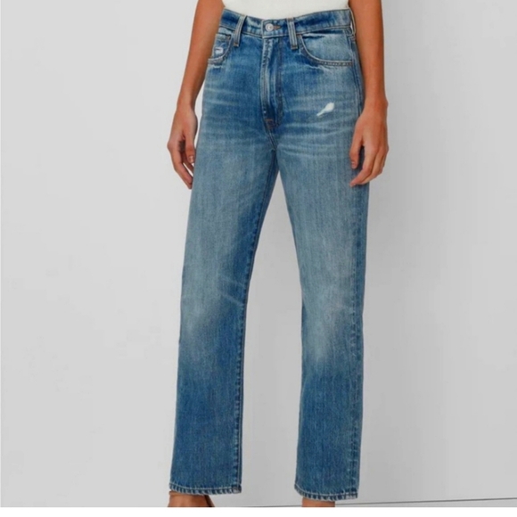 NWT 7 For All Mankind EASY SLIM CROPPED PALMA ROSA HIGH WAIST Distressed Denim - Picture 2 of 10